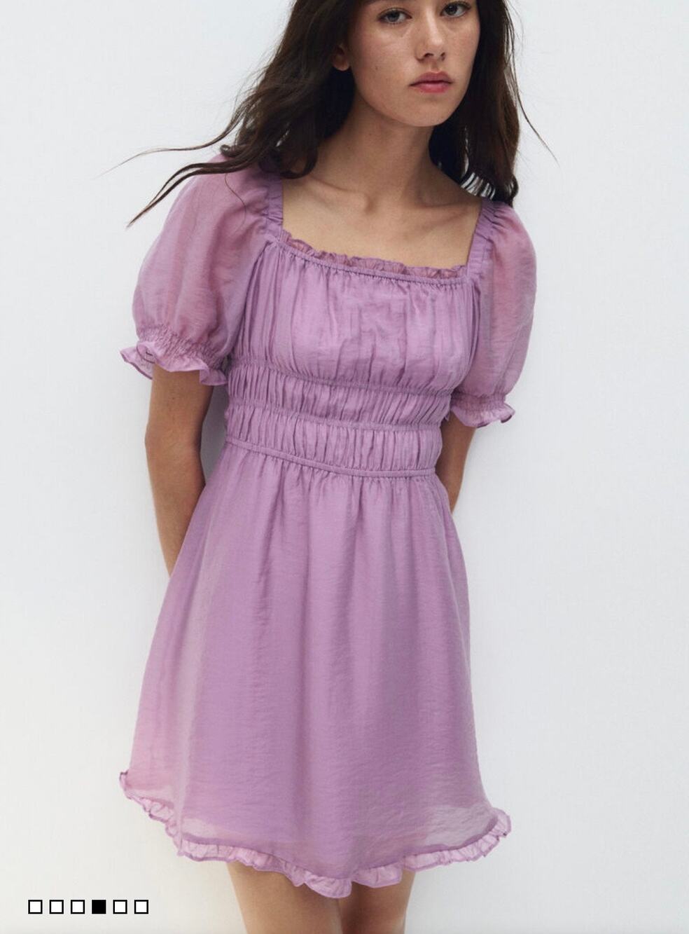 Dusty Purple Smock Detail Mini Dress Size Small